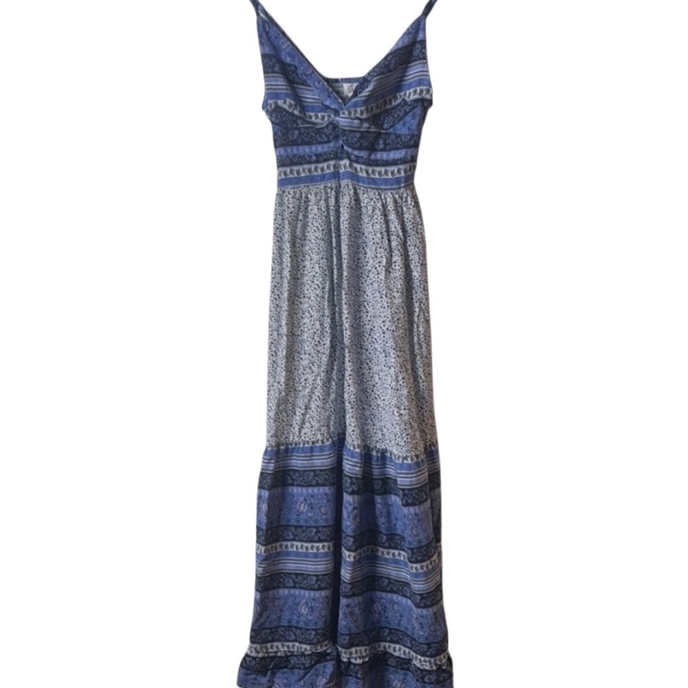 Japna Blue and White Striped Maxi Dress